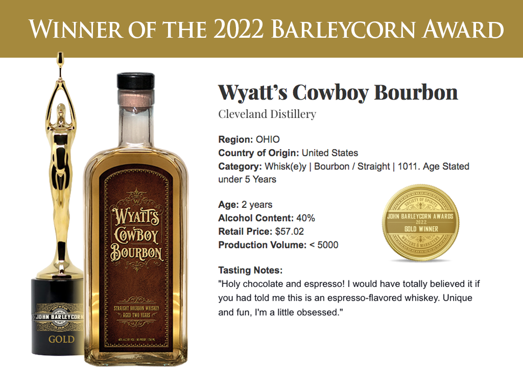 Wyatt's Cowboy Bourbon - Gold Winner of the 2022 Barleycorn Award
